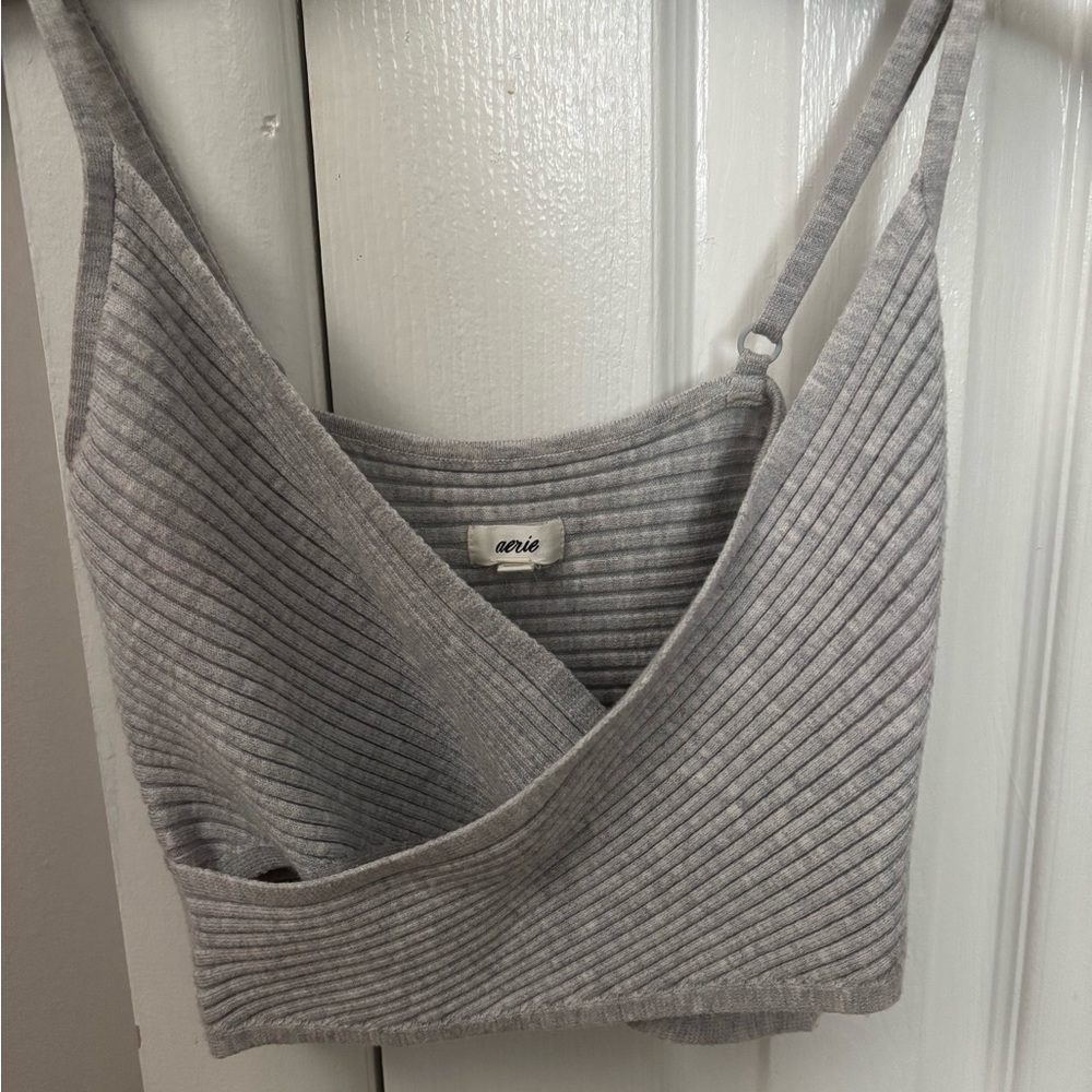 Gray Ribbed Women's Crop Top